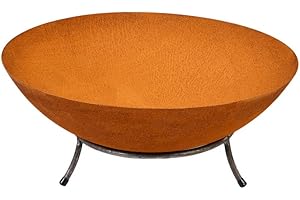 Köhko Braga - Braciere e ciotola decorativa, diametro 45 x altezza 20 cm, in ghisa con effetto ruggine con 3 piedi, per barbecue, giardino, cortile, terrazza e casa