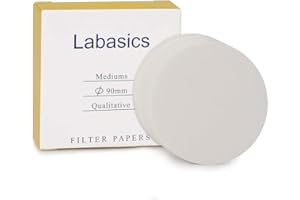 Labasics Círculos de Papel de Filtro Cualitativo, Papel de Filtro de Celulosa de 90 mm de Diámetro con Velocidad de Filtración Media de Retención de Partículas de 20 Micrones, Paquete de 100