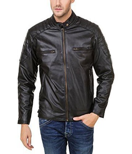 Glamio Mens Full Sleeve Pu Faux Leather Jacket (AABLACKBB_Large Size) RS.675 (83.00% Off) - Amazon