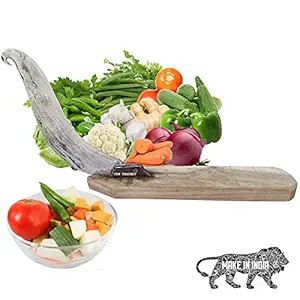 CRM TRADERS Folding Non folding Iron Blade Vegetable Fruit Cutter Vili Boti Aruvamanai Kathipeeta Wooden Board Perfect for Your Kitchen ((Large Folding))