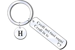 ZYMGUO Ispiratore Portachiavi,Portachiavi con ciondolo a forma di lettera A-Z per la famiglia e gli amici, con scritta Credi nei tuoi sogni,Credi in te. Portachiavi regalo per lei e lui