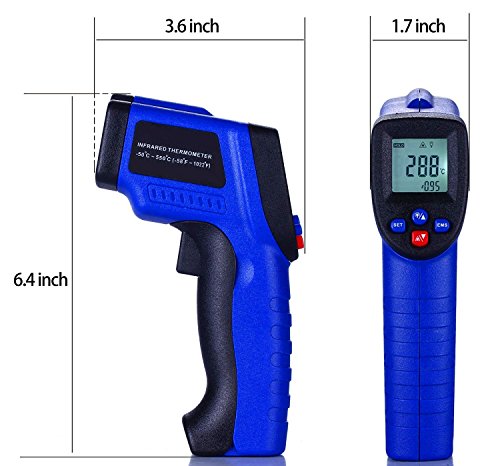 KINGTOP Infrarot Thermometer Laser Berührungsloses Digital Thermometer -50°C bis +550°C - 2