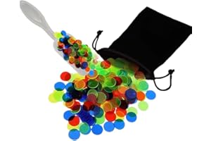 JchEnye 150 fiches per il bingo, contatori di numeri, gettoni di plastica, sacchetti di velluto colorati, una spatola, fiches da 15 mm