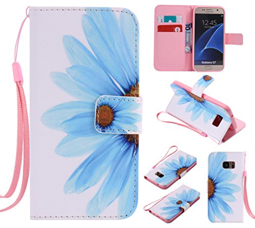 Feeltech Samsung Galaxy S7 Hülle PU-Leder und Brieftasche Bunte Muster Fall mit Magnetverschluss, Hybrid-Kickstand mit Stand-Funktion, schlagen Sie schützende weiche TPU Stoßstangenabdeckung und Kreditkartenhalter für Samsung Galaxy S7 Handgelenk Bügel-Buch-Art-Geldbeutel-Tasche mit 2 In 1 Berühren Sie Stift – Sonnenblume - 8