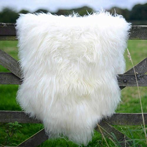 Natural Soft &amp; Long Icelandic Sheepskin Rug - Extra Long Wool WHITE, BLACK, BROWN (105-115, White)