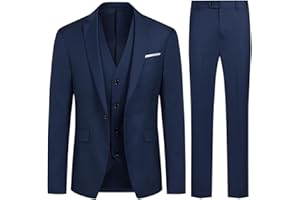 Allthemen Abito da Uomo 3 Pezzi Slim Fit Completo Formale da Matrimonio Un Bottone Giacca Gilet Pantaloni