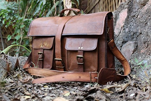 handolederco. 45,7 cm Zoll Classic Unisex Erwachsene Schultertasche Cross 100% echtes Leder Messenger Laptop Aktentasche Tasche, braun - 2