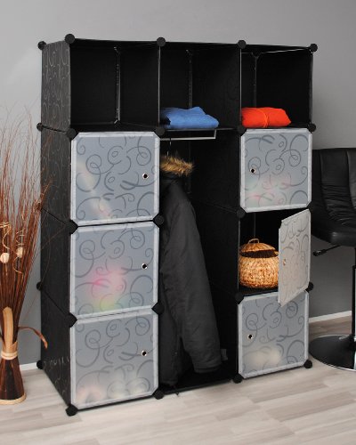 ts-ideen-Armoire--vtements-Meuble-de-rangement-Entre-chambre-salle-de-bains-Noirblanc-transparent