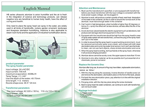 DC 24V Ultraschall Nebel Maker Fogger Luftbefeuchter Wasserbrunnen Teich mit Netzteil - 5