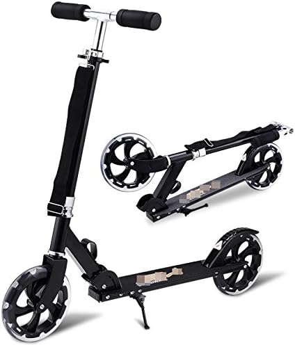 ZHXUANXUAN Adult Scooter Large Wheel Shock Brake Two Wheel Multi - Function Scooter Foldable,Black-OneSize