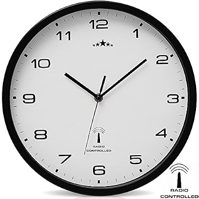 Deuba Horloge Murale radio pilotée Ø 31cm changement heure automatique - Noir