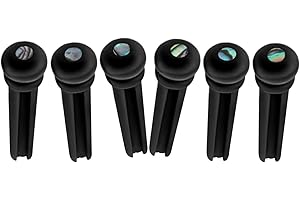 Taicols 6 Pezzi Perni per Ponte Chitarra Acustica in Ebano, Pioli per Ponti per Chitarra Acustica per 6 e 12 Corde Perni per Corde per Chitarra con Piccoli Punti di Conchiglia in Abalone Piroli