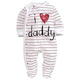 ChenStarUK baby clothes love Dad and mummy boys girls rompers Playsuit Sleepsuit (70 (0-3Months) has foot covers, I Love Daddy)