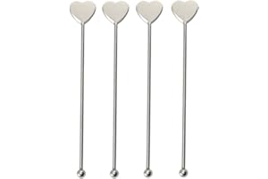 H-LYU 4 Pcs Drink Stirrers Metal Stainless Swizzle Stirre Sticks Coffee Stick Wine Stirrers Cocktail Sticks Swizzle Stick for Drinks Juice Tea Coffee Party Bar