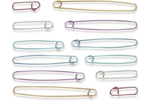 TRIFLETOPIA 12Pcs Stitch Holders for Knitting - Colorful Metal Safety Pin-Shaped Knitting Stitch Holders - Practical Knitting Accessories for Crochet, Blankets, Scarves, Quilting, Sewing and DIY Projects