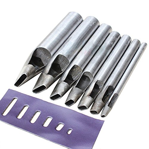 Yalulu 7 Stück Locheisen Lochstanze Leder Lederwaren Papier Craft Druck Werkzeug Gürtel Stanzen Set von 8mm- 18mm