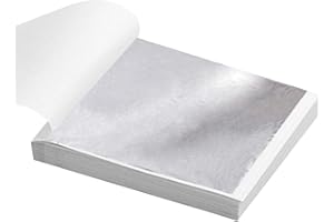 MUALADY 100Pcs Silver Leaf Sheets, 14×14 cm Double-Sided Silver & Metal Leaf, Multifunction DIY Silver Foil Paper for Home Decoration, Nail Art, Drawing, Art Craft
