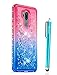 Price comparison product image Cattech for LG G7 ThinQ Case LG G7 Case,Glitter Floating Flowing Sparkle Flexible TPU Bling Diamond Slim Clear Soft TPU Cover Protective Case for LG G7/LG G7 ThinQ (2018) + Stylus (Pink/Blue)