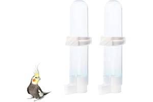 GENERISCH Pack of 2 Automatic Bird Bath for Parrots Budgies Parakeets Cockatiels Bird Cage Baths Hanging Water Bottle with 120 ml Capacity White