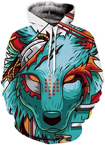 Men's 3D Digital Print Pullover Hoodie Unisex Realistic Sweatshirt Plus Size Loose Fashion Hooded Spring Fall Winter Tops (Color : 1, Size : XL)