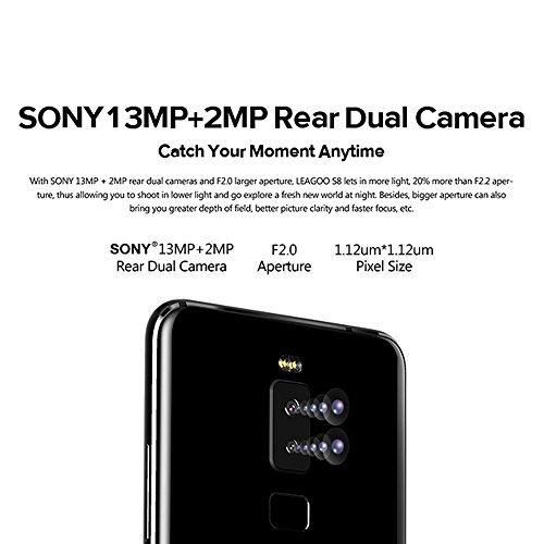LEAGOO S8 Smartphone 4G Android 7.0 5.7 Pollici MTK6750T Octa core 1.5GHz 3GB RAM 32GB ROM Frontale 8 MP + 2 MP Posteriore 13MP + 2MP Batteria 2940mAh Impronta Digitale