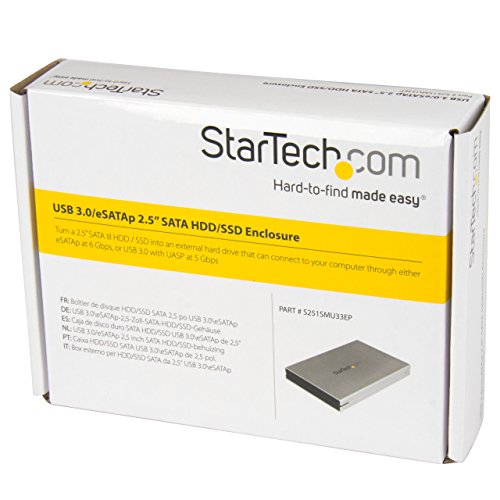 StarTech.com eSATAp / eSATA oder USB 3.0 externes 2.5″ SATA III 6Gb/s Festplattengehäuse mit UASP – Portable HDD / SSD - 5