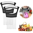 QIBEST Stainless Steel Onion Holder For Slicing,Onion Cutter For Slicing And Storage Of Onions,Avocados,Eggs And Other Vegetables Black