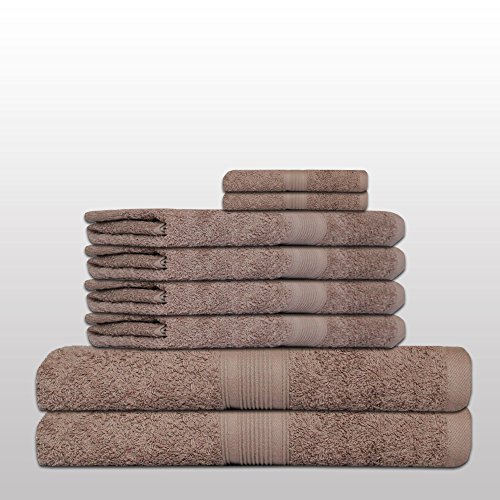 8 tlg. klassisches Handtuch-Set - Qualität 500 g/m² - alle Farben - 4x Handtücher - 2x Duschtücher - 2x Gästetücher - 100% Baumwolle - sand / cappuccino