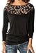 Produktbild Jusfitsu Damen Loose Spitzen Shirts Langarm Tops Bluse Fledermaus Lace T Shirts Casual Oberteil Übergröße (Schwarz, M)
