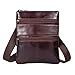 Produktbild Zhhlinyuan dauerhaft Mens Women Unisex Soft Small Zipper Adjustable First Cowhide Leather Crossbody Tablet School Work Shoulder Bag