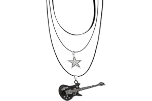 louuuou Layered Guitar And Star Necklace, Guitar Pendant Layered Necklaces For Women, Guitar Gifts For Men Y2k Accessories Grunge Suitable For Rock Themed Accessories Concerts Party Daily Wear