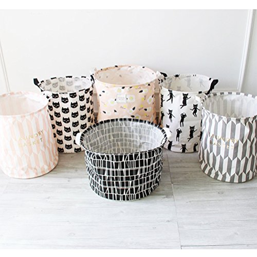 Inwagui Wäschekorb Baumwolle Folding Wäschekorb Wäschesack Ablagekorb Wäscherei Storage Basket Einfach Wäscheeimer-Grau - 6