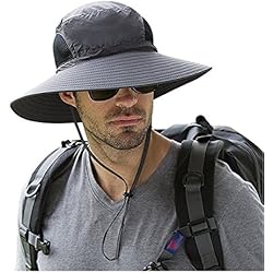 Ala Ancha. Fischer Sombreros Busch sombrero – Protección Solar UPF 50 + sombrero – Unisex Adultos Cubo Sombreros Cap con kinnband Pesca Sombreros Para Outdoor Senderismo, gris oscuro