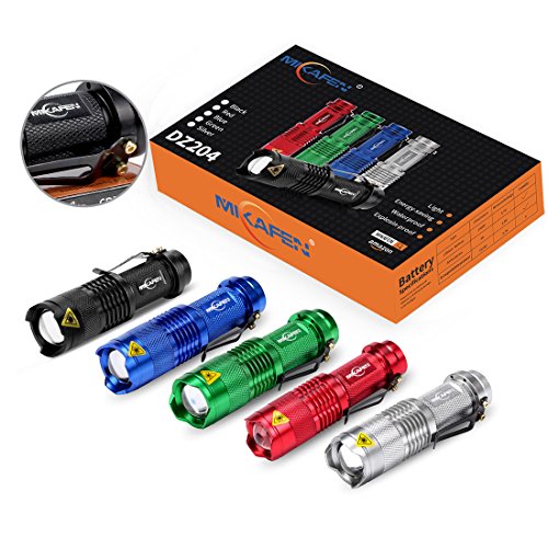 5 Stück Mini Cree Q5 Led Taschenlampe Torch 300 Lumen 3 Modi (Licht – Low-Light – Strobe) einstellbarer Fokus zoombare Led - 2