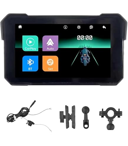 Écran Moto 5" VOANZO - CarPlay/Android Auto Sans Fil, étanche IPX7, Bluetooth Double, Navigation GPS