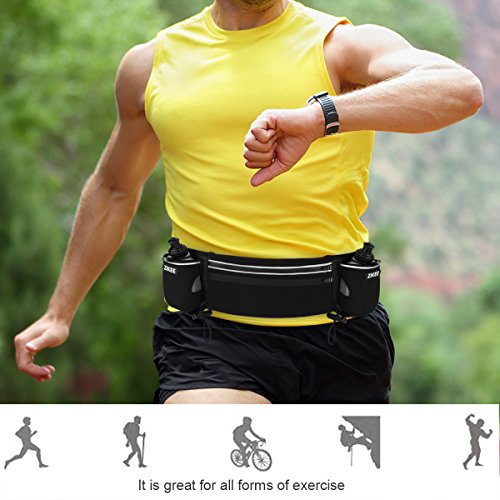 Zikee Trinkgürtel, Sport Hüfttasche Geeignet für Männer & Frauen, Einstellbarer und stabil Taille Pack für Joggen, Wanderung, Passend für Handy 6 Zoll - 9