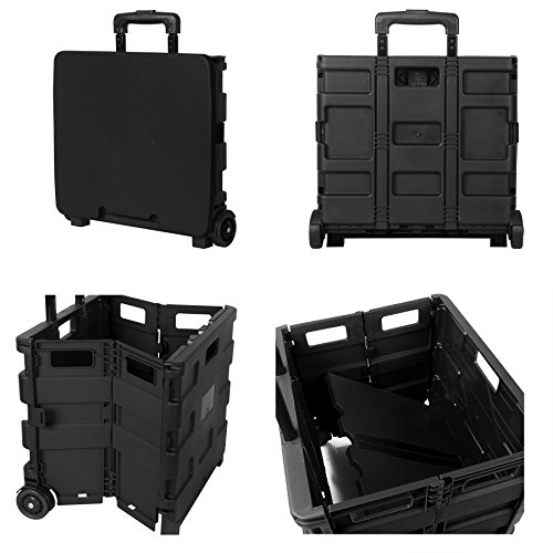 WOLTU EW4802sz Einkaufswagen klappbar Einkaufstrolley Klappbox Shopping Trolley Faltbox Transportwagen Mit Deckel bis 35kg Schwarz - 6