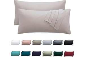 Nesture Kissenbezug 40 x 80 2er Set - kopfkissenbezug 40x80 cm Beige, 100% Mikrofaser kissenbezüge mit Reißverschluss, Weich und Bügelfrei