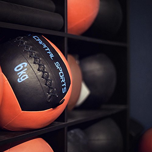 Capital Sports Wallba Wall Ball Medizinball Leder Gymnastikball (griffige Oberfläche, vernähtes Kunstleder, erhältlich 4kg 6kg 8kg 9kg 10kg 12kg oder 14kg) - 2