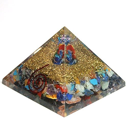 Multi-Stone With Merkaba Orgonite Pyramid /Reiki Crytsal Pyramids For Healing And Chakra Home Decoration 65 mm With Pouch