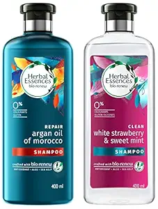 Herbal Essences bio:renew White Strawberry & Sweet Mint Shampoo, 400ml & Herbal Essences bio:renew Argan Oil of Morocco Shampoo, 400ml Combo