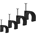 Abnii Cable Clips, 400 Pcs Wire Clips Durable Black Round, 4 Size 4mm 6mm 8mm 10mm,Cable Tacks Wire Tidy Clips,Black-4/6/8/10mm