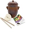 K&K Keramik Stoneware Fermentation Pot Set, 5 Litres (Design 2), Includes Lid, Weighting Stone & Tongs