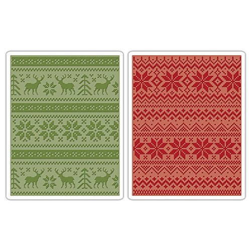 Sizzix Holiday Knit Texture Fades Embossing Folders Set, Pack of 2