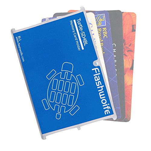 Flashwoife Turtle-SD4BL Speicherkartenetui für 4 x SD Speicherkarten Aufbewahrungsbox im Kreditkarten-Format – transparent und blau - 6