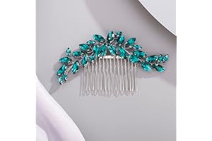 Chargances Bridal Crystal Hair Comb Malachite Green Wedding Rhinestone Hair Side Comb Fashion Handmade Hair Accessories for Bride Wedding Prom Flower Girl Headpieces (Malachite Green)