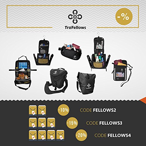 Kleiner Premium Kulturbeutel zum Aufhängen | Kompakte Reise-Kulturtasche für Frauen & Männer | Wasserresistente Waschtasche mit vielen Fächern | Handliche Kosmetiktasche mit Henkel - 9