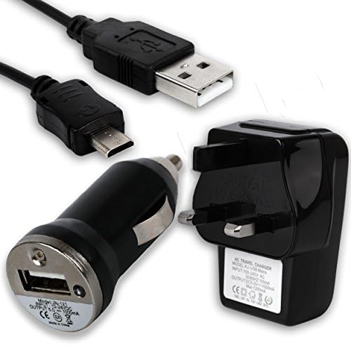 XYLO ACCESSORIES Charger Pack: Mains Adaptor / In Car Charger / Micro USB Data Sync Cable for the ACER Iconia One 7 B1-770, One 8 B1-830, One 10 B3-A20 Tablets.