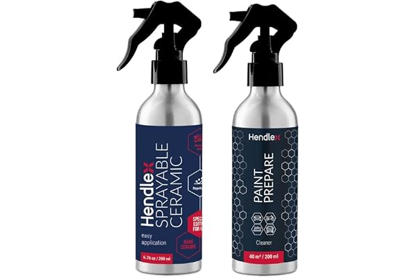 Hendlex Céramique Voiture – Kit de Protection Céramique 200ml Spray avec Préparation de Peinture 200ml et Chiffon Microfibre – Nano Shield jusqu'à 1 an de Protection pour Carrosserie