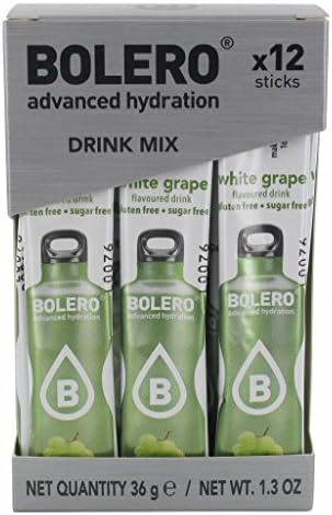 Bolero Drink Sticks White Grape, 12 Sticks to Mix with 500ml of Water, Ideal for Hiking, Travelling, Camping, Hydration, Diabetic